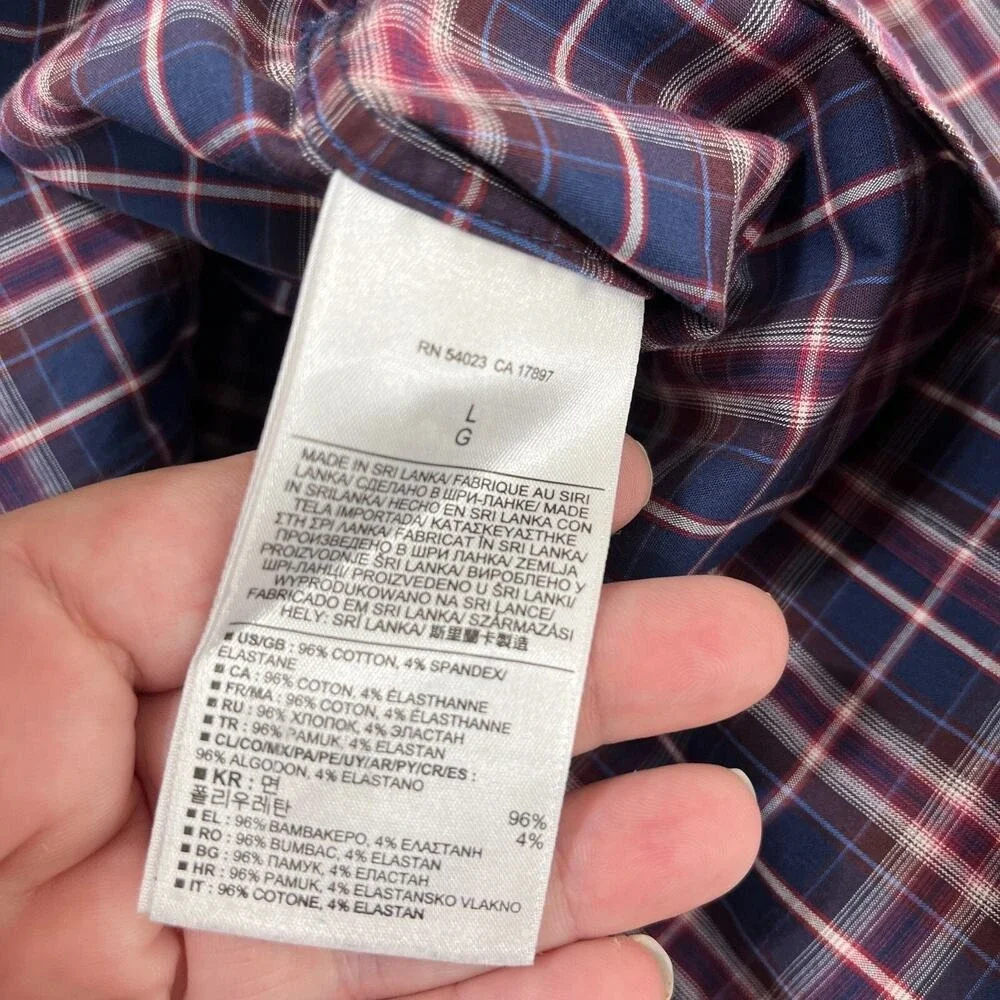 Banana Republic Pearl Snap‎ Western Shirt Mens L Plaid Slim Cowboy Farm Casual